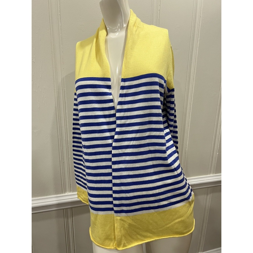 Talbots‎ Yellow Blue Stripe Open Front Cardigan Sweater Women's Size Small